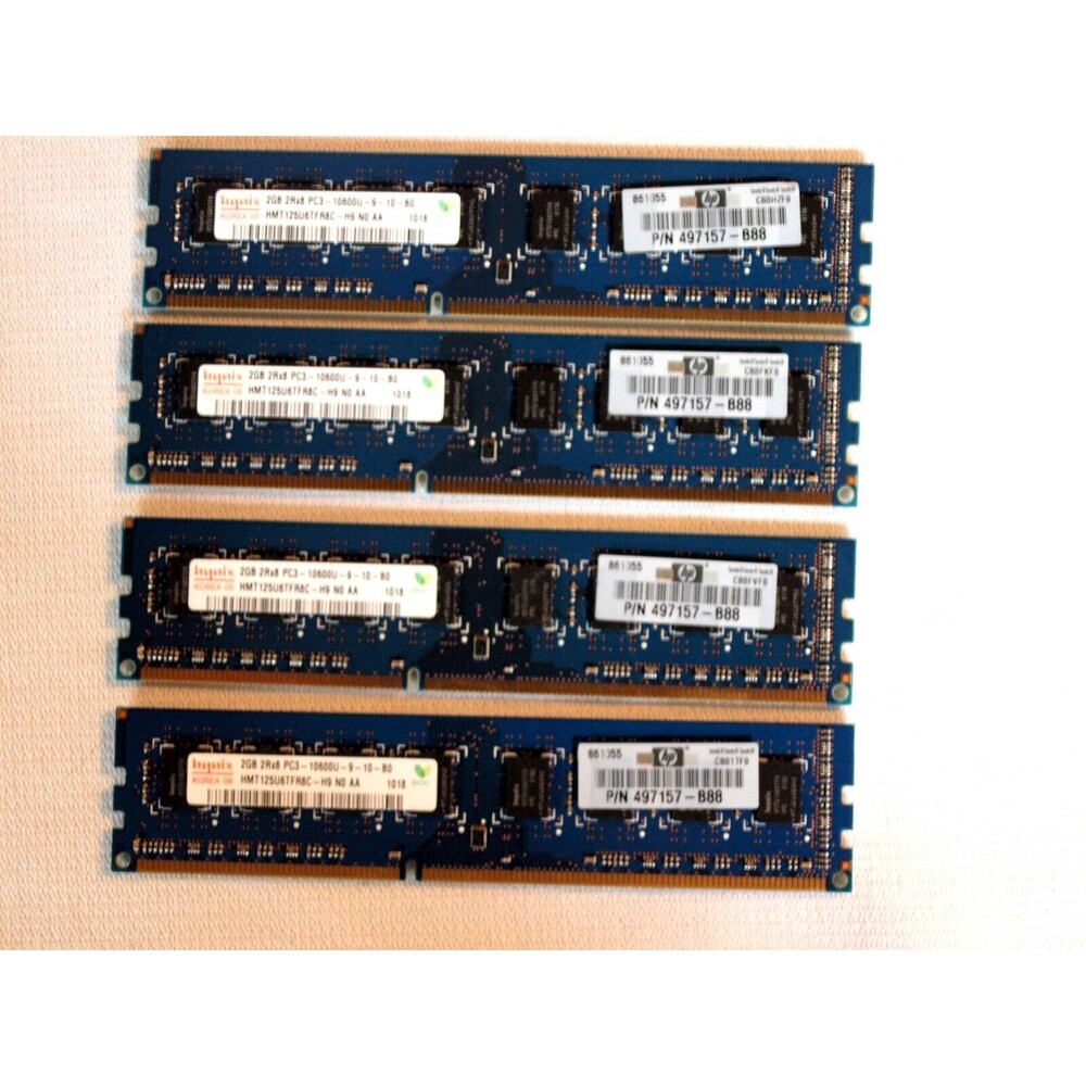 HP 8GB 4x2GB PC3-10600 DDR3 HYNIX HMT125U6TFR8C-H9 N0 AA HP 497156-B88 Memory